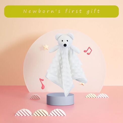 Baby White Polar Bear Soft Stuffed Animal Security Blanket, Plush Polar Bear Character Lovey Blanket, Baby Shower/Nursery Gift, Cuddly Newborn, Infant, Toddler Snuggle Blankie for Child, 13" in Saudi Arabia