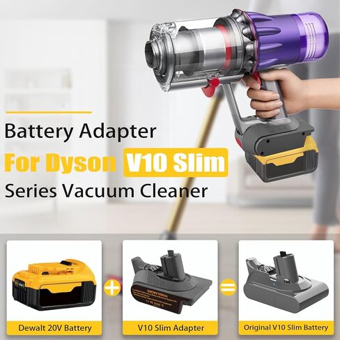 محول نحيف V10 لبطارية ليثيوم ديوالت 20 فولت يتحول إلى مكنسة كهربائية دايسون V10 الرقمية النحيفة فلافي إكسترا برو (محول نحيف V10 فقط) in Kuwait