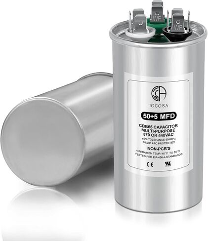 50+5μf 50/5MFD Dual Run Round Capacitor for AC 370 or 440 Volt Air Conditioner Capacitors for Condenser Straight Cool, AC Unit Fan Motor Start, Heat Pump, Air Conditioner, Pool Pump in Kuwait