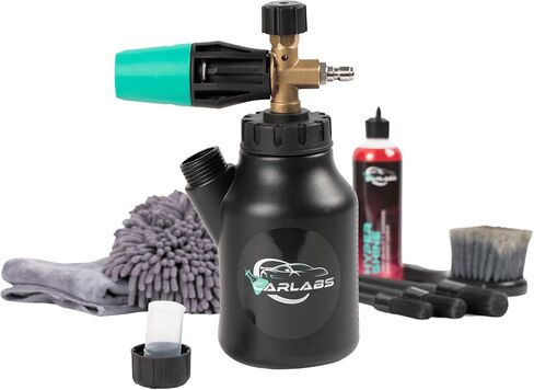 مدفع رغوة Carlabs™ لغسالة الضغط + ملحق صابون مدفع الرغوة - مسدس رغوة غسيل السيارات مع منظف رغوة الثلج للسيارة - بخاخ رغوة سيارة متين مع وصلة توصيل سريعة + ملحقات غسيل السيارة in Saudi Arabia