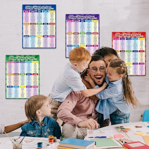4 Pcs English Educational Posters Other Way to Say Poster Synonyms Poster Classroom Decorations Grammar Learning Charts Teacher Classroom Supplies Wall Decor for Elementary Middle School in Saudi Arabia