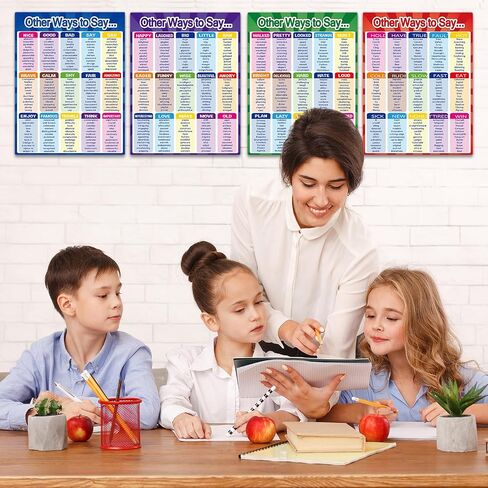 4 Pcs English Educational Posters Other Way to Say Poster Synonyms Poster Classroom Decorations Grammar Learning Charts Teacher Classroom Supplies Wall Decor for Elementary Middle School in Saudi Arabia