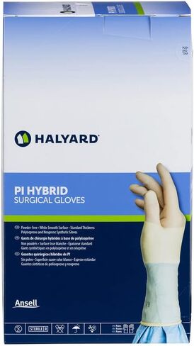 HALYARD* قفاز جراحي، بولي إيزوبرين/نيوبرين هجين، سمك 8.2 مل، أزواج ملفوفة بشكل فردي، خالية من البودرة، معقمة، 8 كبير، أبيض، SGL94080 (صندوق مكون من 50 زوجًا - 100 إجمالي) in Saudi Arabia