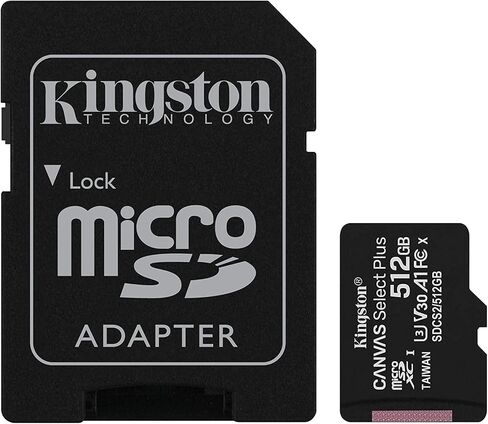 بطاقة ذاكرة Kingston MicroSD Canvas Select Plus سعة 512 جيجابايت متوافقة مع كاميرا Insta360 X4 وX3 (SDCS2/512GB) فئة 10 U1 مع (1) كل شيء ما عدا قارئ بطاقات MicroSD وSDXC من Stromboli in Saudi Arabia