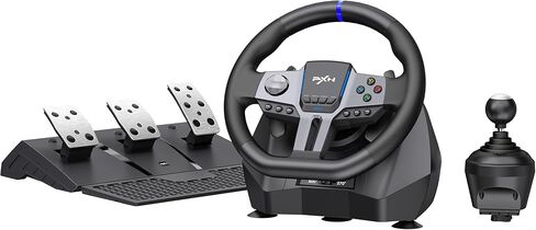 PXN V9Gen2 PC Steering Wheel With magnetic Pedals and Shifter 270/900° Dual-Vibration Driver free, sim car Driving gaming Steering Wheel for PC,PS4,PS3,Xbox One, Xbox Series X/S in Kuwait
