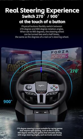 PXN V9Gen2 PC Steering Wheel With magnetic Pedals and Shifter 270/900° Dual-Vibration Driver free, sim car Driving gaming Steering Wheel for PC,PS4,PS3,Xbox One, Xbox Series X/S in Kuwait