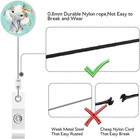 Badge Reel,Retractable Badge Holders with Swivel Belt Clip, Name ID Badge Clips Keychain for Office Worker Doctor Nurse Employee(3P Cute Elephant) in Saudi Arabia