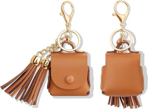 MODOS LOGICOS Charging Case Cover for Apple Air Pods, Genuine Leather Case with a Couple of Drooping Tassels for Apple AirPods 1/2 Charging Case - Beige in Saudi Arabia