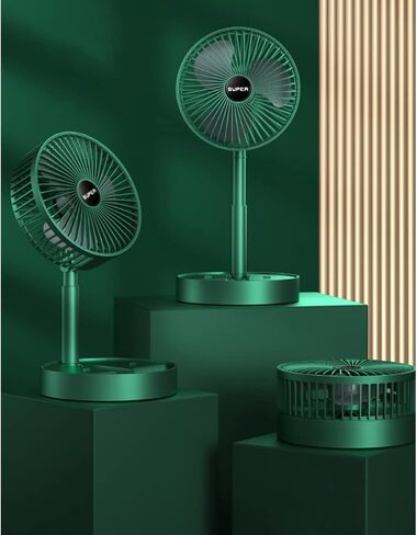 مروحة مكتب محمولة، مروحة سطح مكتب USB قابلة للطي وقابلة لإعادة الشحن، 3 سرعات للرياح قابلة للتعديل للمكتب والمنزل والخارج (أخضر) in Kuwait