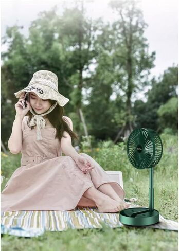 مروحة مكتب محمولة، مروحة سطح مكتب USB قابلة للطي وقابلة لإعادة الشحن، 3 سرعات للرياح قابلة للتعديل للمكتب والمنزل والخارج (أخضر) in Kuwait