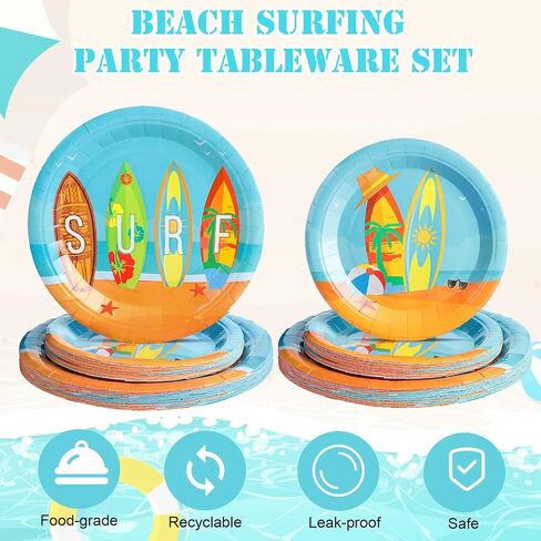 Suclain 96 Pcs Beach Surfing Party Supplies Plates and Napkins Party Supplies Theme Party Decorations Party Favor for Baby Shower Birthday Theme Party in Saudi Arabia