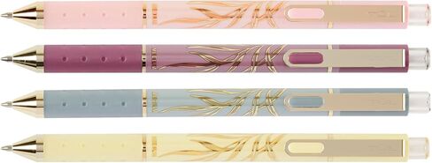 TUL® GL Series Retractable Gel Pens, Limited Edition, Medium Point, 0.8 mm, Assorted Barrel Colors With Feather Pattern, Assorted Metallic Inks 2, Pack Of 4 Pens in Saudi Arabia