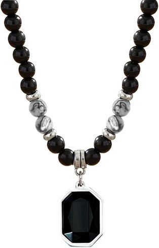 Natural Stone Bead Necklaces Tiger Eye Stone Beads Necklace for Men Charm Choker Neck Chain Fashion Men and Women Handmade Jewelry (Grey) in Saudi Arabia