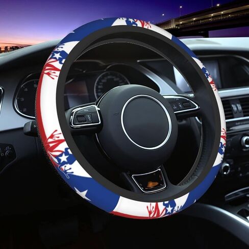 Steering Wheel Cover Frog Puerto Rico Flag Universal Frog Puerto Rico Flag Car Steering Wheel Elasticity Protector Non Slip Car Wrap Cover for Women Men Girls 15ich Fit Cars Truck SUV in Saudi Arabia