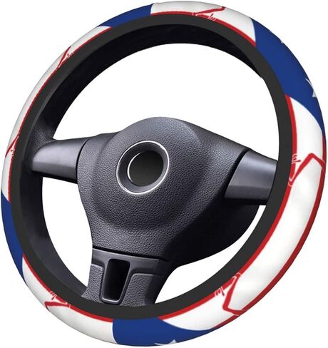 Steering Wheel Cover Frog Puerto Rico Flag Universal Frog Puerto Rico Flag Car Steering Wheel Elasticity Protector Non Slip Car Wrap Cover for Women Men Girls 15ich Fit Cars Truck SUV in Saudi Arabia