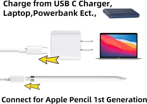 for Apple Pencil Charger,USB C to Apple Pencil Adapter 20Mins Full Charge Compatible with Apple Pencil 1st Generation, USBC to Apple Pencil Adapter1FT/1 Pack,USB C Female to Lightning Female in Saudi Arabia