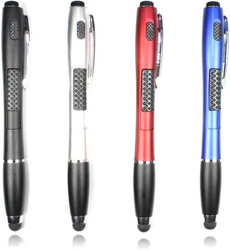 Stylus [4 Pcs], 3-in-1 Universal Touch Screen Stylus + Ballpoint Pen + LED Flashlight for Smartphones Tablets [Black + Silver + Red + Blue] in Saudi Arabia