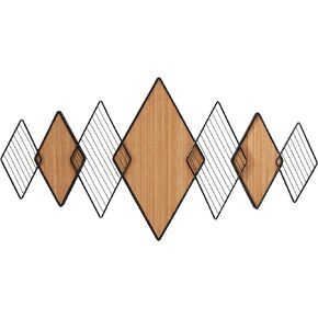 Deco 79 Bamboo Geometric Overlapping Diamond Wall Decor with Metal Wire, 42" x 2" x 22", Brown