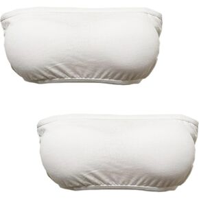 Women's Disposable Bra Strapless Bra Cotton Bralette,Bra Padded Seamless Tube Tops Bra Strapless Exotic Bras for Trip Travel Hotel Spa Wireless Solid White(2pcs/pk)