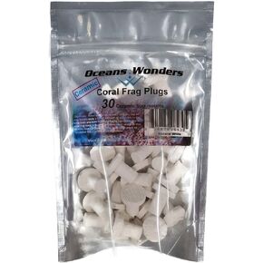 Ceramic Natural White Coral Frag Plugs 30 pack