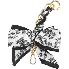 AGEN KGEN Women Bag Extender Chain Purse Strap Extenders Purse Chain Exquisite Silk Bowknot Scarf Decoration Replacement Chain for Handbags Purse Making Supplies (Black Flowers)