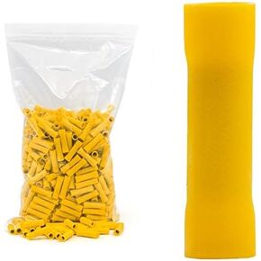 مهارات إعادة البناء (أصفر 12-10GA 500PK) موصلات مؤخرة على شكل تجعيد معزولة، مقاييس سلك تجعيد AWG 12-10، أطراف توصيل معزولة، وصلة مؤخرة PVC