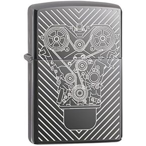 Zippo Lighter: Engraved Motor - Black Ice 76851
