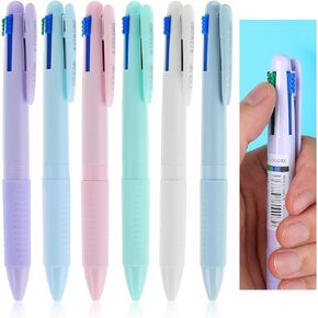 6 Pcs Multicolor Ballpoint Pens 0.5 mm 4-in-1 Colored Pens Color Changing Pen Retractable Nursing Pens Fine Point Ballpoint Pens for Office School Supplies