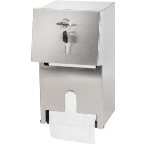 Commercial Double Rolls Toilet Paper Dispenser Holder,Heavy Duty Stainless Steel Tissue Dispenser Wall Mount with Lock,Automatic Touchless Paper Towel Dispenser with Shelf for Kitchen Bathroom