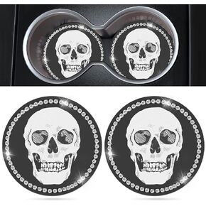 Skull Car Cup Holder Coaster 2 Pack Bling Silicone New Automotive CupHolder Accessories Interior Decor Decorations for Women Men DZ622