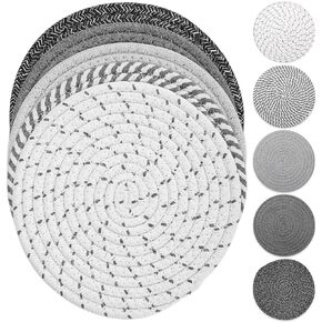 Trivet Mats Set for Hot Dishes, 5 Heat Resistant Pot Holders Kitchen Counter, Table, Home Essentials, Anti Stain Hot Pads Plate Mats for Hot pots and Pans, 7 Inches