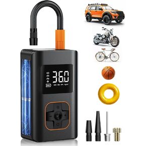 Tire Inflator Portable Air Compressor, 8000mAh Cordless Air Pump for Car Tires, 150 PSI Electric Bike Tire Pump with LED Light and Digital Pressure Gauge for Motorcycle, Auto, Ball, Bicycle