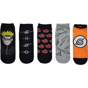 Naruto Shippuden Socks Cosplay (5 Pair) - (1 Size) Akatsuki Socks Low Cut Naruto Anime Socks Women & Men's