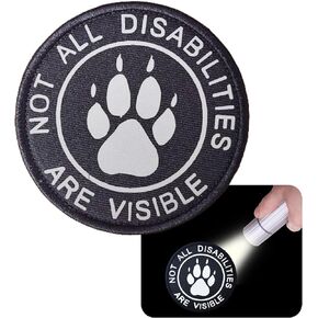 IR Infrared Reflective Service Dog Patch, Not All Disabilites are Visible Tactical Patches for Service Dog Vests/Harnesses, Embroidered Military Hook & Loop Fastener Morale Patches