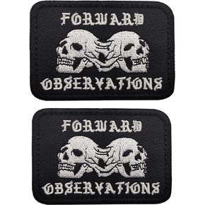 Forward Observations Group Embroidered Patches - Skull SkeletonTactical Military Morale Applique Patch - Fastener Hook and Loop Backing Badges Decorative Appliqué