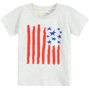 Little Boys 4th of July T-Shirt American Flag Tees Kids Toddler Short Sleeve Tee Shirts 2-8 Years