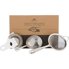 A Bar Above Professional Cocktail Strainer Set - 3 Piece Bundle Includes Hawthorne Strainer, Julep Strainer & Fine Mesh Strainer – Rust Proof Stainless Steel Strainer for Home & Professional Bartender