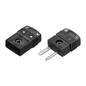 MECCANIXITY J Type Thermocouple Wire Connectors Female Male Plug Adapter High Temperature 220°C(428°F) for Thermocouple Sensor Probe Black 1 Set