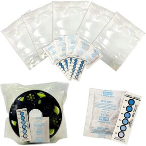3D Printer Filament Storage Bags (Pack of 5): Resealable 5 Mil Plastic, Large Rechargeable Clay Desiccant Packs, Humidity Indicator Cards by NetSellsIt