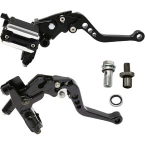 7/8" 22mm Universal CNC Motorcycle Handlebar Brake Master Cylinder Clutch Lever Left & Right Set Compatible with Honda Yamaha Kawasaki Suzuki Harley (Piston Diameter 12.7mm, Black)