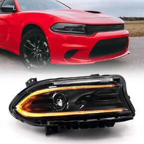 Halogen Headlights Assembly Compatible with Dodge Charger 2022 2023 Headlamp with LED DRL & Turn Signal Lights Passenger Right Side RH