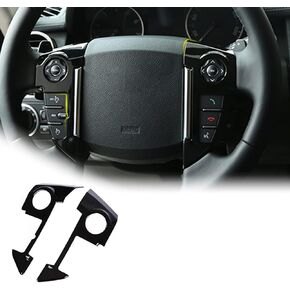 YIWANG ABS Chrome Car Steering Wheel Cover Trim 3D Sticker 2pcs for Land Rover Range Rover Sport 2010-2013 Car Accessories (Gloss Black)