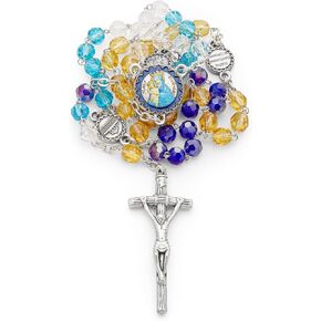 Rosary Beads catholic for Women and Men Blessed During Pope's Angelus, Five Decades Traditional Rosary in Faceted Crystal of Mater Ecclesiae Virgin - Perfect Catholic gifts