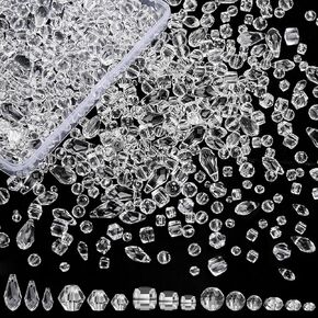 1300 Pcs Glass Beads for Jewelry Making, Assorted Crystal Beads with Box, Faceted Round Bicon Rondelle Square Teardrop Crystal Beads for DIY Crafts Necklace Bracelet Earring Kit (Black)