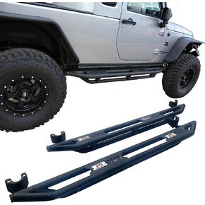 Off-Road Adventure 4-Door Running Boards/Side Steps, Nerf Bar for 2007-2018 Jeep Wrangler JK Unlimited – Textured Black and Heavy Duty
