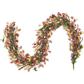 Spring Flower Garland, 6FT Not Withering Garland,Wildflower Garland,Floral Garland,Garlands for Decoration for Indoor Door Window Wall Arch Background Home Farmhouse Decor (Blue)