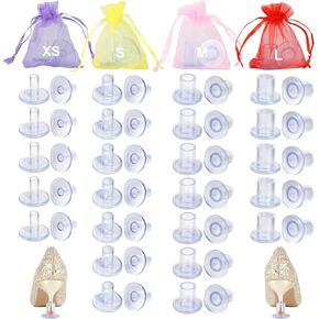 24 Pairs Heel Protectors for Shoes, 4 Sizes High Heel Protectors for Walking on Grass and Uneven Floor, Clear Heel Cover Cups Perfect for Wedding Outdoor Events