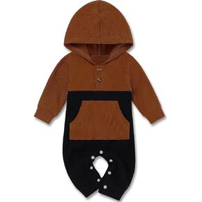 Newborn Baby Boys Girls Romper Toddler One Piece Solid Color Outfits Long Sleeve Hoodie Playsuit Jumpsuits Clothing