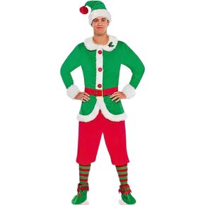 Christmas Elf Costume Set - Large (42-46) - Includes Jacket, Hat, Belt, Pants, & Socks - Ideal for Halloween & Holiday Fun