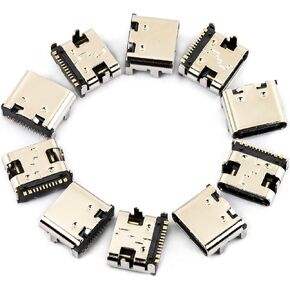 USB Type C 3.1 Female Socket 16Pins Solder Connector Jack Port for Electronics Power Port Replacement or DIY Projects (Pack of 10pcs)